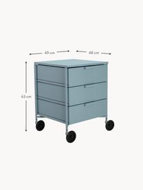 Rollcontainer Mobil mit 3 Schubladen, Thermoplastisches Technopolymer aus recyceltem Industrieausschuss, Graublau, B 49 x H 63 cm