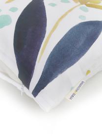 Housse de coussin imprimé floral Agia, Blanc, bleu foncé, bleu ciel, rose, jaune moutarde