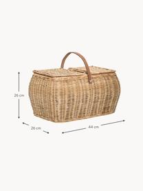 Cesta de picnic de ratán Gor, Cesta: ratán, Asa: cuero, Beige, An 44 x Al 26 cm