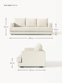 Sofa Tribeca (3-osobowa), Tapicerka: 100% poliester Dzięki tka, Stelaż: lite drewno sosnowe, Nogi: lite drewno bukowe, lakie, Kremowobiała tkanina, S 228 x G 104 cm