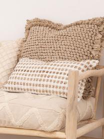 Federa arredo con dettagli in juta Fiesta, 55% cotone, 45% juta, Bianco, beige, Larg. 30 x Lung. 60 cm