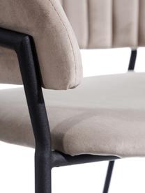 Fluwelen stoel Room in lichtgrijs, Bekleding: 100% polyester fluweel, Frame: gecoat metaal, Grijs, B 53 x H 58 cm