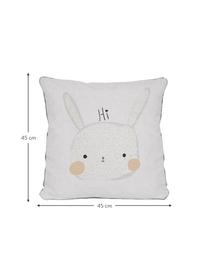 Kissenhülle Rabbit, Polyester, Weiss, Beige, Grau, Schwarz, B 45 x L 45 cm