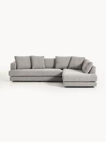 Sofa narożna Bouclé Tribeca, Tapicerka: Bouclé (93% poliester, 6%, Stelaż: drewno bukowe, drewno sos, Nogi: drewno sosnowe Ten produk, Szary Bouclé, S 274 x G 192 cm, prawostronna