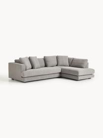 Sofa narożna Bouclé Tribeca, Tapicerka: Bouclé (93% poliester, 6%, Stelaż: drewno bukowe, drewno sos, Nogi: drewno sosnowe Ten produk, Szary Bouclé, S 274 x G 192 cm, prawostronna