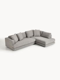 Sofa narożna Bouclé Tribeca, Tapicerka: Bouclé (93% poliester, 6%, Stelaż: drewno bukowe, drewno sos, Nogi: drewno sosnowe Ten produk, Szary Bouclé, S 274 x G 192 cm, prawostronna