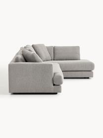 Sofa narożna Bouclé Tribeca, Tapicerka: Bouclé (93% poliester, 6%, Stelaż: drewno bukowe, drewno sos, Nogi: drewno sosnowe Ten produk, Szary Bouclé, S 274 x G 192 cm, prawostronna