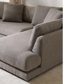 Sofa narożna Bouclé Tribeca, Tapicerka: Bouclé (93% poliester, 6%, Stelaż: drewno bukowe, drewno sos, Nogi: drewno sosnowe Ten produk, Szary Bouclé, S 274 x G 192 cm, prawostronna