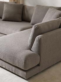 Sofa narożna Bouclé Tribeca, Tapicerka: Bouclé (93% poliester, 6%, Stelaż: drewno bukowe, drewno sos, Nogi: drewno sosnowe Ten produk, Szary Bouclé, S 274 x G 192 cm, prawostronna