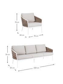 Outdoor loungeset Maribela, 3-delig, Bekleding: 100% polypropyleen, Frame: gepoedercoat aluminium, Wit, beige, lichtbruin, Set met verschillende formaten