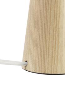 Tischlampe Jascha aus hellem Eschenholz, Lampenfuß: Eschenholz, FSC-zertifizi, Lampenschirm: Stoff in Leinenoptik, Helles Eschenholz, Weiß, Ø 24 x H 43 cm