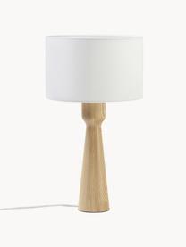 Lampe à poser en bois de frêne Jascha, Bois de frêne clair, blanc, Ø 24 x haut. 43 cm