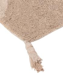 Badvorleger Malva in Beige mit Quasten, 100% Baumwolle, Beigetöne, 50 x 70 cm