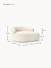 Sillón lounge grande en tejido bouclé Sofia, Tapizado: tejido bouclé (100% polié, Estructura: madera de abeto, tablero , Patas: plástico Este producto es, Bouclé blanco Off White, An 145 x F 144 cm