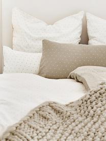 Flanelová obojstranná posteľná bielizeň Betty, Béžová a biela, bodkovaná, 155 x 220 cm + 1 vankúš 80 x 80 cm