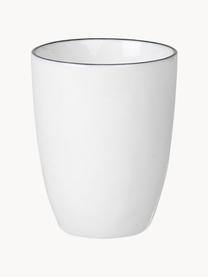 Ručne vyrobený hrnček na espresso z porcelánu Salt, 4 ks, Porcelán, Lomená biela s čiernym okrajom, Ø 6 x V 8 cm, 100 ml