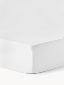 Drap-housse en percale de coton pour surmatelas Elsie, Blanc, larg. 180 x long. 200 cm, haut. 15 cm