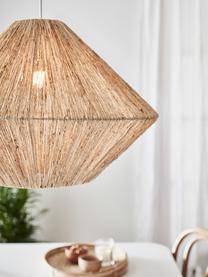 Grote hanglamp Straw van rotan, Lampenkap: rotan, Baldakijn: gecoat metaal, Beige, wit, Ø 60 x H 39 cm