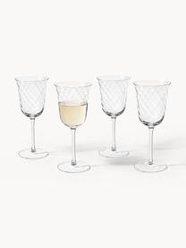 Copas de vino sopladas artesanalmente Swirl, 4 uds., Vidrio, Transparente, Ø 9 x Al 23 cm, 360 ml