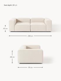 Sofa modułowa z mieszanki lnu Lennon (3-osobowa), Tapicerka: 50% wiskoza, 25% len, 15%, Nogi: tworzywo sztuczne Ten pro, Beżowa mieszanka lnu, S 238 x G 119 cm