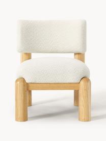 Fauteuil lounge bouclé Dalma, Bouclé blanc, bois clair, larg. 60 x haut. 76 cm