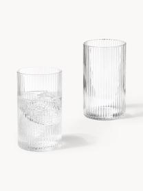 Mundgeblasene Longdrinkgläser Ripple mit Rillenrelief, 4 Stück, Glas, mundgeblasen, Transparent, glänzend, Ø 5 x H 9 cm, 140 ml