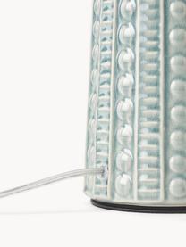 Grote keramische tafellamp Nizza, Lampenkap: textiel, Lampvoet: keramiek, Saliegroen, wit, Ø 33 x H 60 cm