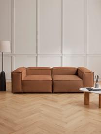 Modulares Sofa Lennon (3-Sitzer), Bezug: 100 % Polyester Der strap, Gestell: Massives Kiefernholz, Spe, Füße: Kunststoff Dieses Produkt, Webstoff Nougat, B 238 x T 119 cm