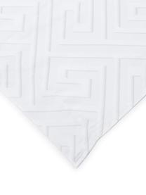 Sábana encimera de satén Atina, estampado gráfico, Blanco, gris claro, Cama 90 cm (160 x 270 cm)