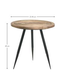 Mesa auxiliar Rinni, Tablero: fibra natural, madera, Patas: metal, Multicolor, Ø 49 x Al 49 cm