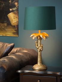 Große Boho-Tischlampe Coconut in Grün-Gold, Lampenschirm: Baumwolle, Lampenfuß: Kunststoff, Messingfarben, Grün, Ø 31 x H 58 cm