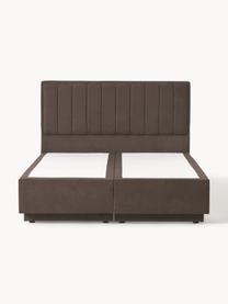 Cama continental Livia, con espacio de almacenamiento, Patas: plástico, Tejido marrón oscuro, An 140 x L 200 cm, dureza H2