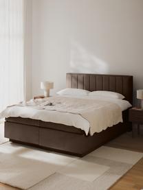 Letto boxspring con contenitore Livia, Materasso: nucleo a 5 zone di molle , Piedini: plastica, Tessuto marrone scuro, Larg. 140 x lung. 200 cm, grado di durezza H2