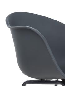 Sedia con braccioli in plastica con gambe in metallo Claire, Seduta: materiale sintetico, Gambe: metallo verniciato a polv, Grigio scuro, Larg. 60 x Alt. 54 cm