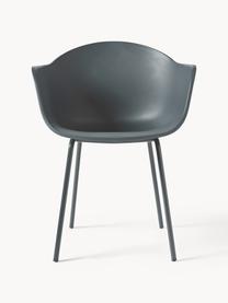 Kunststoff-Armlehnstuhl Claire mit Metallbeinen, Sitzschale: Kunststoff, Beine: Metall, pulverbeschichtet, Dunkelgrau, B 60 x T 54 cm
