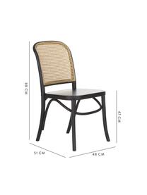 Silla de madera Franz, Asiento: ratán, Estructura: madera de abedul maciza p, Negro, An 48 x F 59 cm