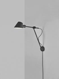 Grote wandlamp Stay met stekker, Lampenkap: gecoat metaal, Zwart, B 15 x H 55 cm