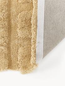 Pluizig hoogpolig vloerkleed Genève met verhoogde hoog-laag structuur, Bovenzijde: microvezels (100% polyest, Onderzijde: 55% polyester, 45% katoen, Oker, B 80 x L 150 cm (maat XS)