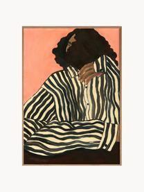 Poster Serene Stripes by Hanna Peterson x The Poster Club, Koraalrood, zwart, meerkleurig, B 50 x H 70 cm