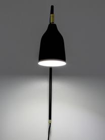 Aplique grande Mora, con enchufe, Pantalla: metal con pintura en polv, Estructura: metal con pintura en polv, Cable: cubierto en tela, Negro, dorado, F 35 x Al 50 cm