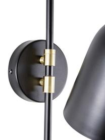 Aplique grande Mora, con enchufe, Pantalla: metal con pintura en polv, Estructura: metal con pintura en polv, Cable: cubierto en tela, Negro, dorado, F 35 x Al 50 cm