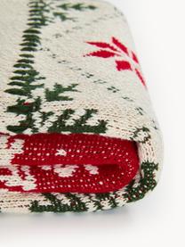 Manta de punto navideña Starry, 100% algodón, Beige claro, rojo, verde oscuro, An 130 x L 170 cm