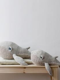 Cojín peluche artesanal Whale, Gris claro moteado, An 56 x Al 25 cm