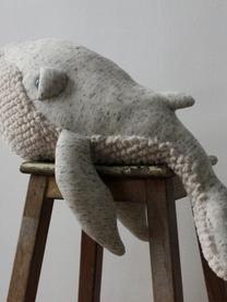 Handgefertigtes Kuschelkissen Whale, Hellgrau, gesprenkelt, B 56 x H 25 cm