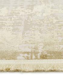 Vintage vloerkleed Cordoba met franjes, glinsterend, Bovenzijde: 70% acryl, 30% viscose, Onderzijde: katoen, Olijfgroen, beige, B 80 x L 150 cm (maat XS)