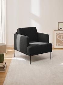 Fauteuil Fluente, Bekleding: 100% polyester. Met 40.00, Frame: massief grenenhout, Poten: gepoedercoat metaal Dit p, Geweven stof antraciet, B 74 x D 85 cm