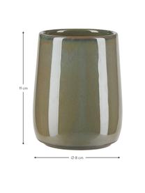 Zahnputzbecher Tin aus Keramik in Grün, Keramik, Grün, Ø 8 x H 11 cm