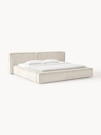 Letto imbottito in velluto a coste con contenitore Lennon, Rivestimento: velluto a coste (98% poli, Struttura: legno di pino massiccio, , Piedini: legno, plastica Questo pr, Velluto a coste beige chiaro, Larg. 208 x Lung. 243 cm (superfice 140 x 200 cm)