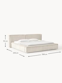 Letto imbottito in velluto a coste con contenitore Lennon, Rivestimento: velluto a coste (98% poli, Struttura: legno di pino massiccio, , Piedini: legno, plastica Questo pr, Velluto a coste beige chiaro, Larg. 208 x Lung. 243 cm (superfice 140 x 200 cm)