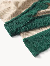 Couvre-lit avec motif à chevrons Agatha, 80 % coton, 20 % acrylique, Beige clair, vert foncé, larg. 120 x long. 180 cm